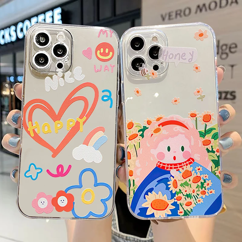 

Simplicity Loving Girl Phone Case For Apple iPhone 14 13 12 11 Pro 12 13 Mini X XR XS Max SE 6 6s 7 8 Plus Coque Funda Carcasa