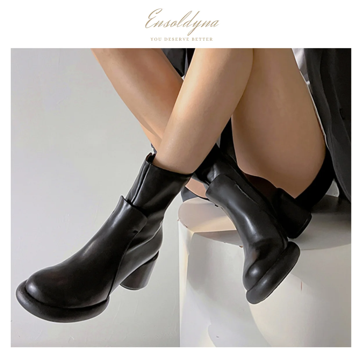 

Ensoldyna Fashion Boots Luxury Brand Designed Ladies Women Platform Boots Modern Boots Genuine Leather Slim Boots