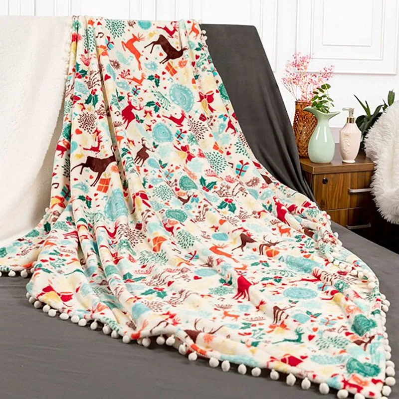 Nordic Flannel Blankets Merry Christmas New Year Gift Fashion Throw Blankets for Winter Sheet Bedspread Sofa Throw 127x152cm