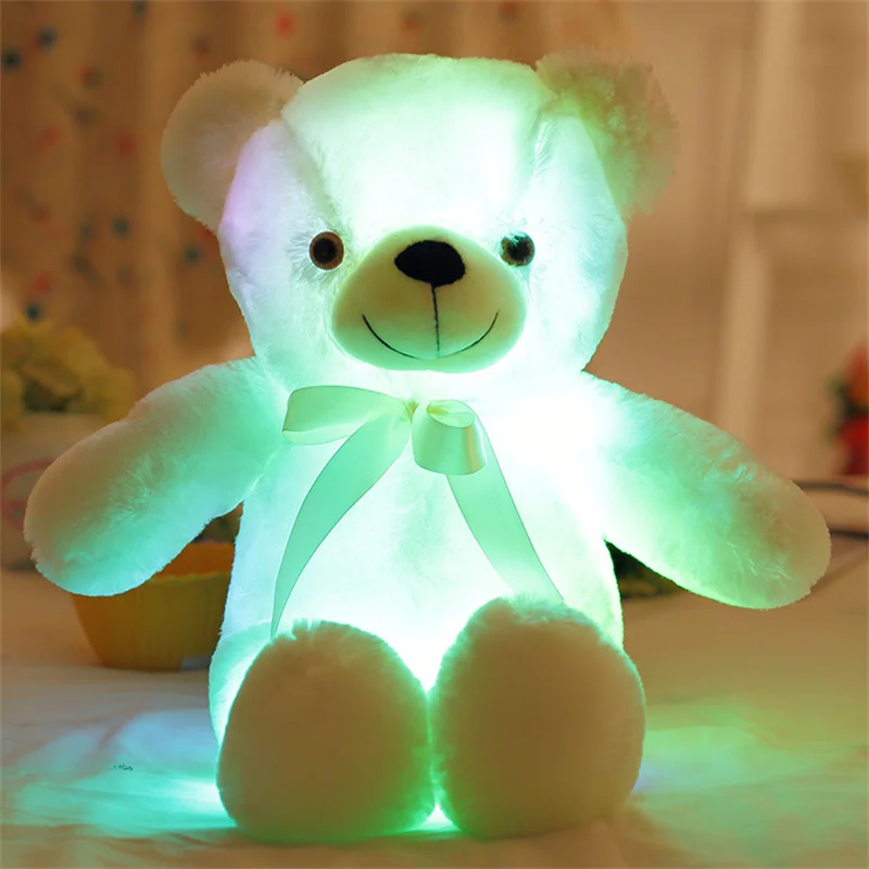 

30CM Colorful Glowing Teddy Bear Luminous Plush Toys Stray Kids Large Stuffed Toys for Girls Cats Stich Unicorn Snorlax Dolls
