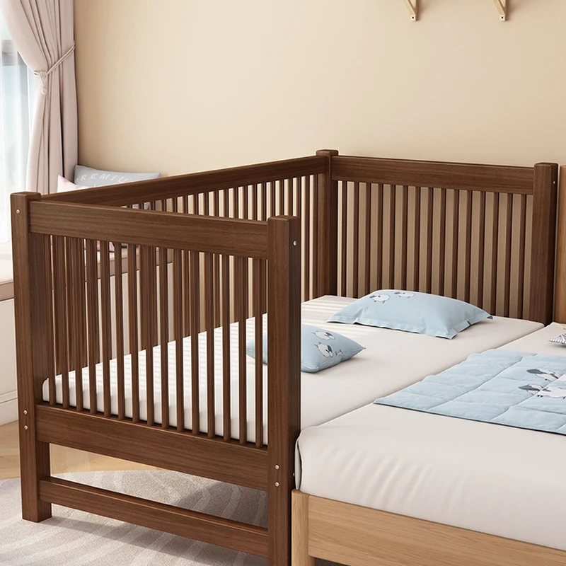 Детская кровать из цельной древесины под заказ, детская кровать, детская прикроватная кровать, детская маленькая кровать, широкая кровать, высокий поручни Yanbian под заказ