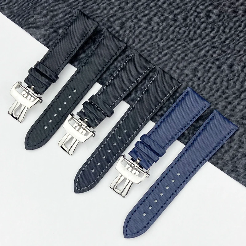 

23mm High Quality Canvas Nylon Bracelets Leather Watch Band for Blancpain Fifty Fathoms 5000 5015 Strap Butterfly Buckle