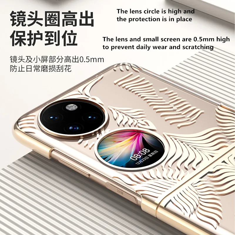 For Huawei P50 Pocket Angel Wing Plating Transparent Protective Shell ,Fall And Scratch Prevention Fold Case For Pocket S