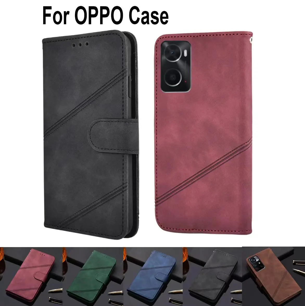 

Flip Leather Phone Case For OPPO A16e A16K A16 A16S A15 A15s A12e A12 A11S A11K A1k A11 A11X RX17 R17 Neo R17 Pro Stand Cover