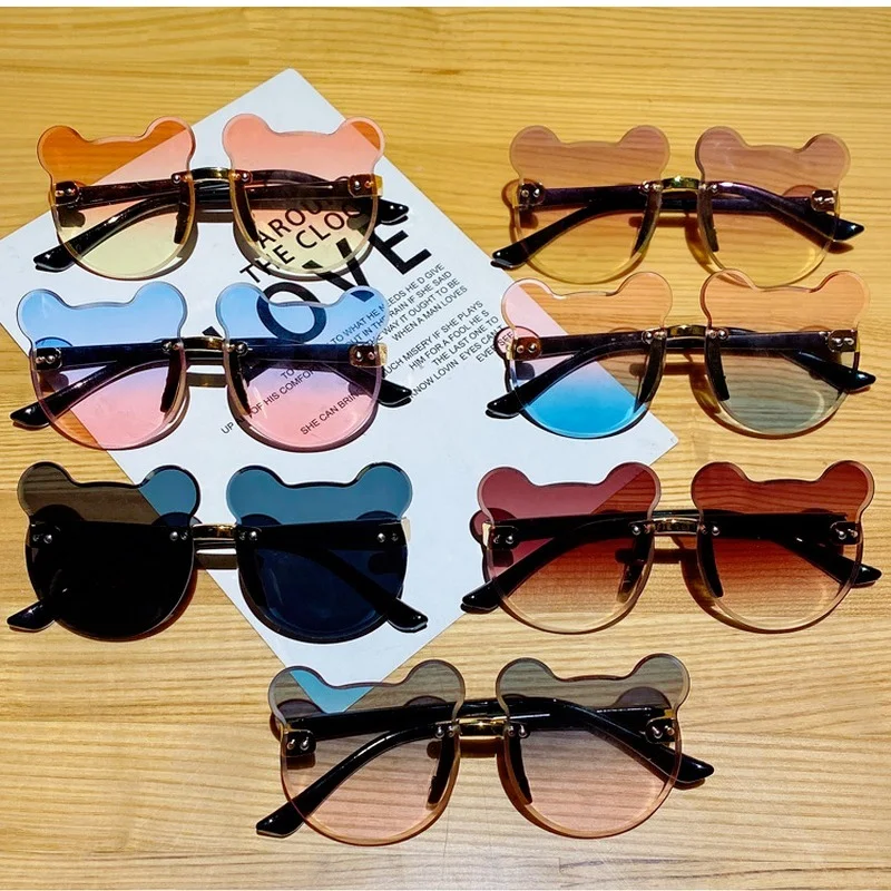 

Progressive Color Children's Sunglasses Cartoon Bear Shape Anti-glare Anti-radiation Sports Sunglass Trendy Girls Boys Eyewear
