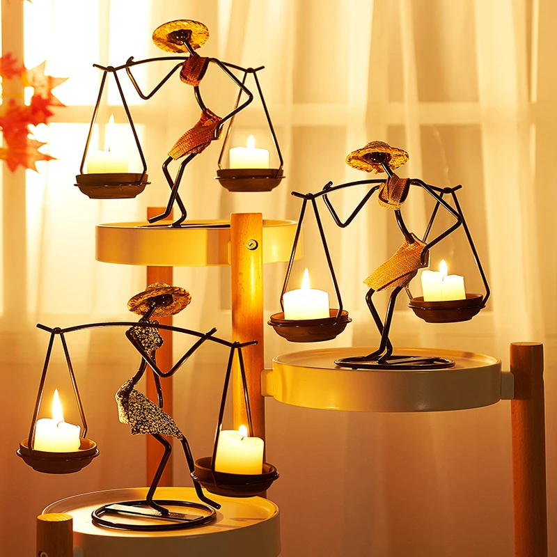 

Nordic Metal Candlestick Home Decoration Abstract Character Sculpture Candle Holder Decor Handmade Figurines Candle Holder Gift