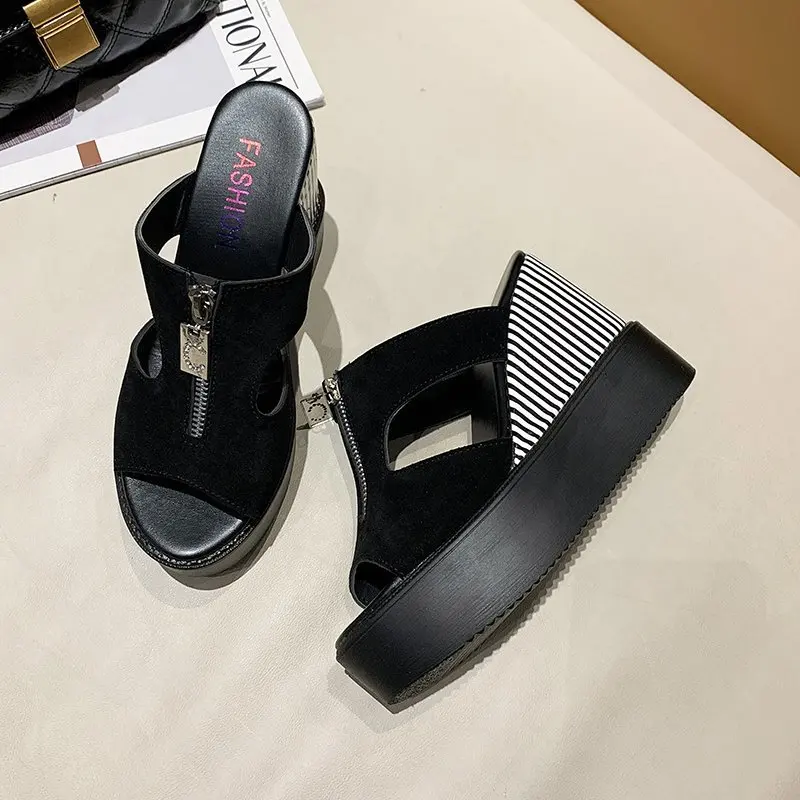 

Wedge sandals women summer elegant high platform slippers women sandalias mujer solid high heels sandals 2022 wedge slippers