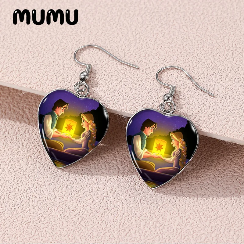 Новинка 2024 серьги-подвески в форме сердца Рапунцель украшения ручной работы