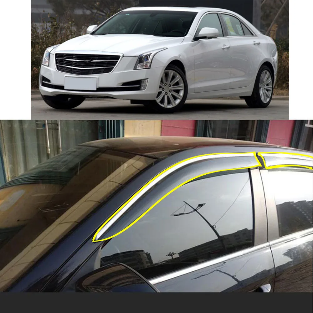 Car Sticker Plastic Window Glass Wind Visor Rain/Sun Guard Vent For Cadillac ATS-L 2015 2016 2017 2018 2019 2020 2021