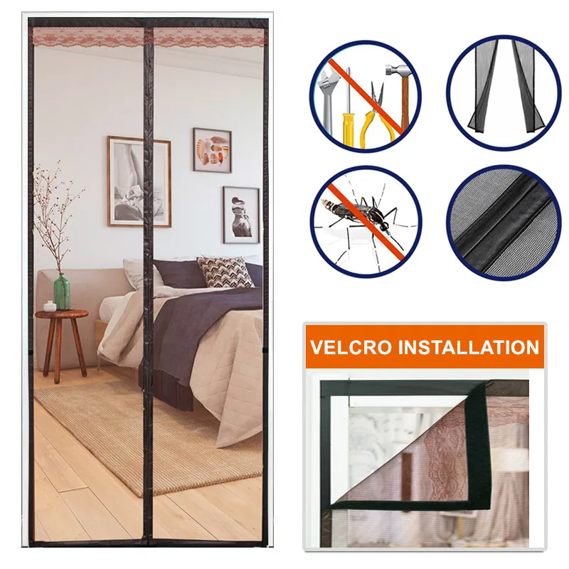 

Reinforced Magnetic Screen Door Curtain Net Anti Insect Mesh Fly Screen Mosquito Protection Net Room Divider Folding Screen Wall