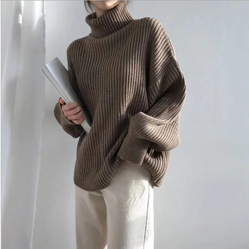 

Turtleneck Sweater Coat Autumn and Winter Korean Version of Fashion Loose 100 Wear Chic Net Red Lazy Wind Long Sleeve Shirt