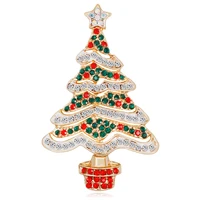 tulx christmas tree brooches for women crystal rhinestone tree new year brooch pin gifts sweater coat jewelry