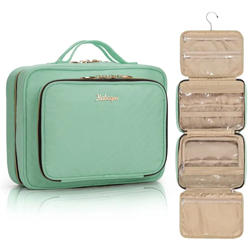 

Green Small Travel Makeup Bag Portable Cosmetic Bag Foldable Organizer Bag for Women