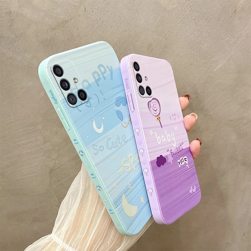 

Square Painting Pattern Phone Case For Samsung Galaxy A51 4G A71 4G Silicone Anti-drop Back Cover