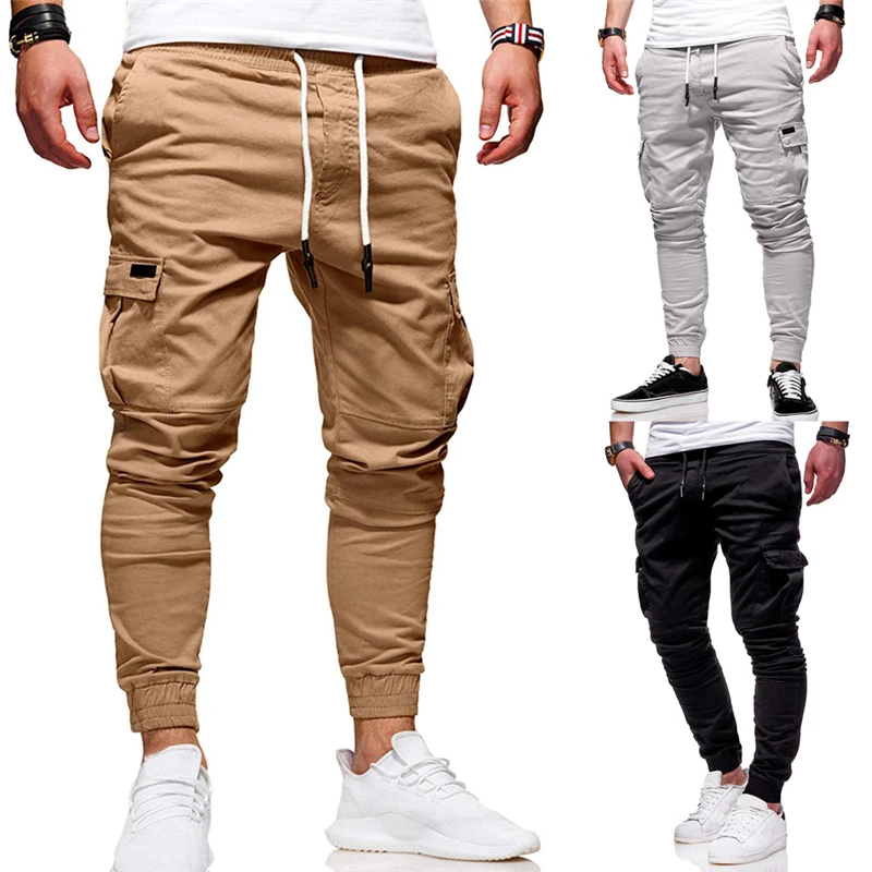

Men's Pants Thin Fashion Casual Jogger Trousers 2020 Streetwear Cargo Pants Men Multi-pockets Trousers Fitness Gyms Sweatpants