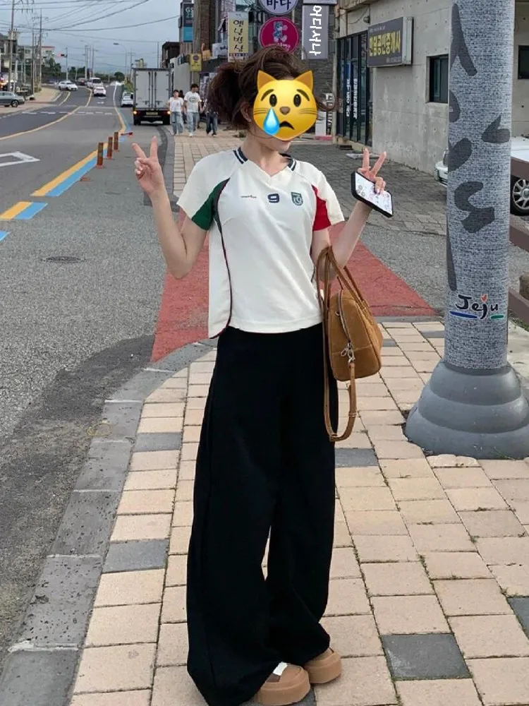 Американская винтажная женская футболка с короткими рукавами летняя