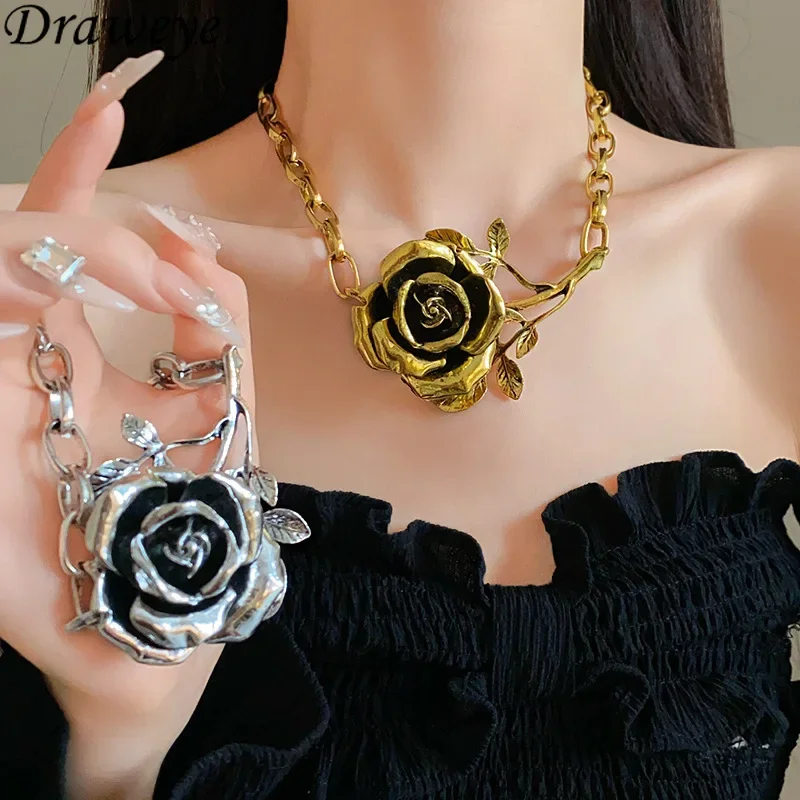 Ожерелья Draweye с цветами для женщин гиперболы винтажные корейские модные