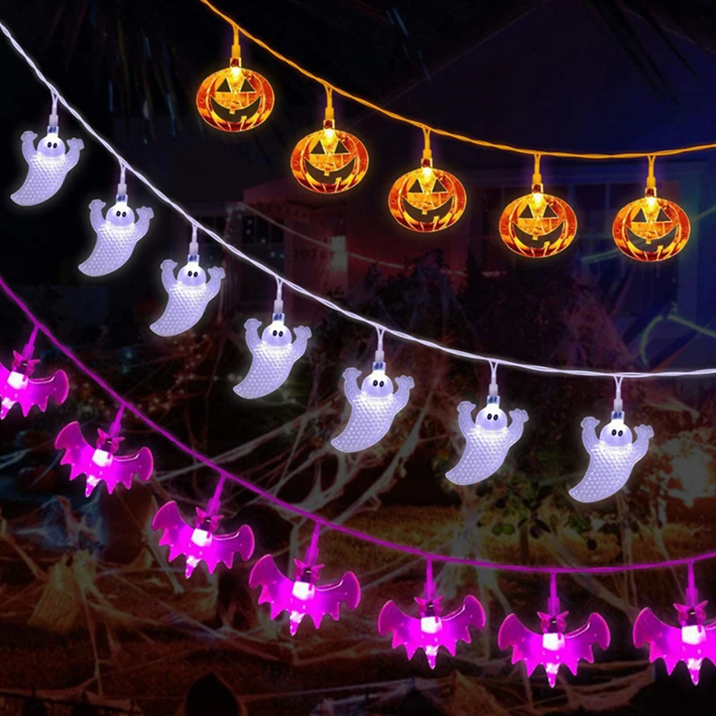 

1.5M 10LED Halloween Led Light Pumpkin Bat Ghost String Lamp Hanging Ornament Halloween Party Decoration Horror Home Decor