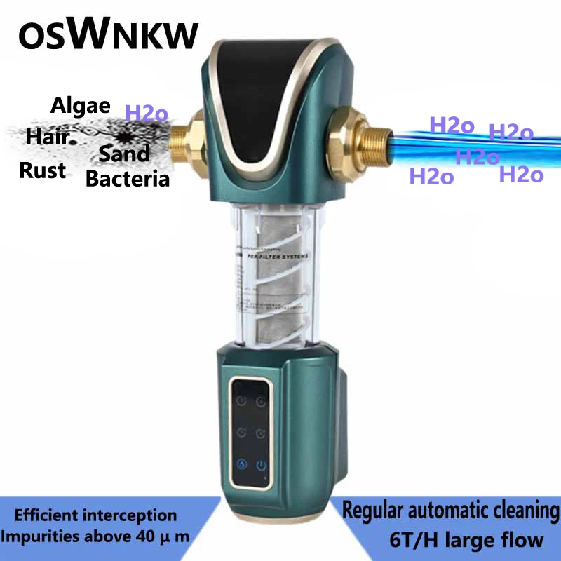 OSWNKW-01Pre Filter Purifier Whole House Spin Down Sediment Water Filter Central Prefilter System Backwash Stainless Steel Mesh