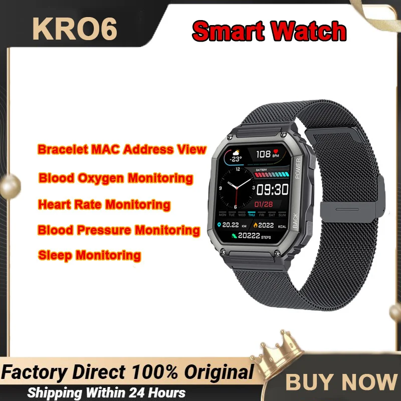 

KR06 Outdoor Sports Smart Watch Men HD Big Screen APP Display GPS Track Bluetooth Calls Information Real-time Push Music Player