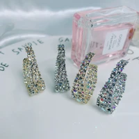 sparkle earrings for women bohemian white round cubic zirconia sterling silver post boho statementc shaped luxury earring
