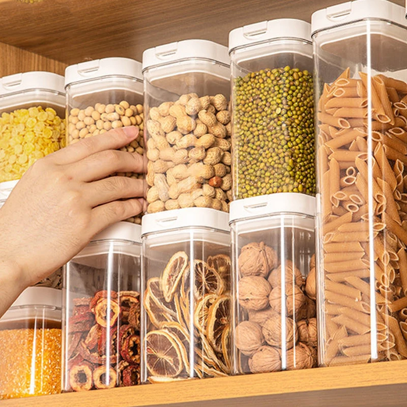 

2PCS Kitchen Grains Storage Boxes Transparent Glass Sealed Tank Food Storage 500/1800ML Noodle Organizer Multigrain Containers