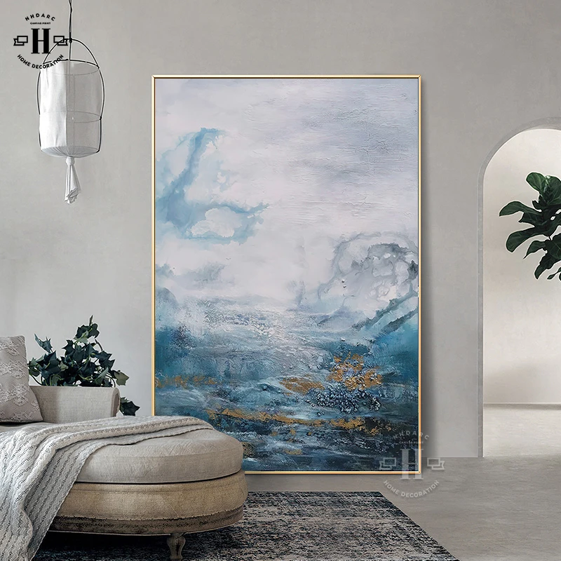 

Canvas Print Painting Poster Blue Abstract Paint Sense Wall Pictures Art Modern Living Room Porch Home Decoration