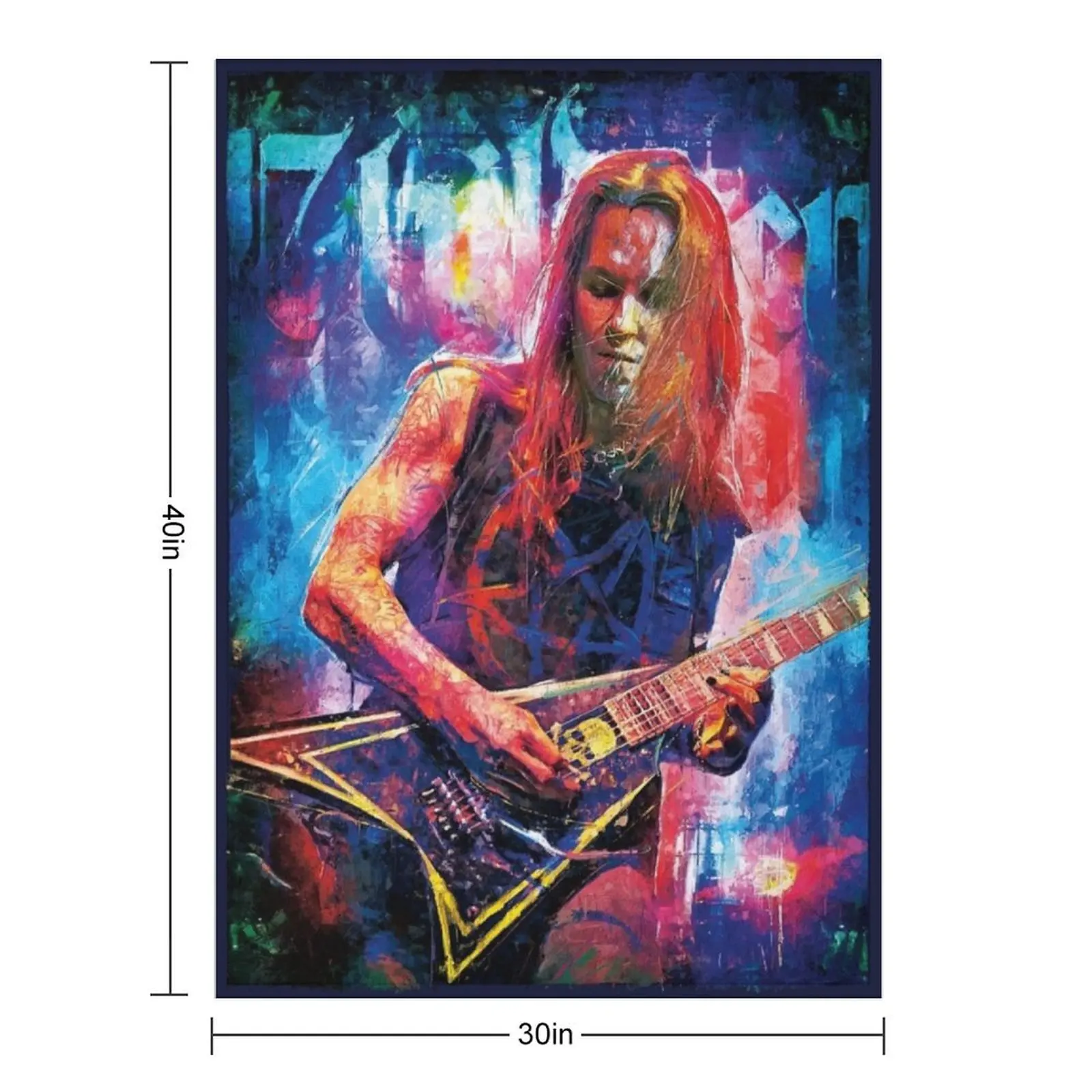 Фото Плед с изображением Алекси Лайхо, вокалиста группы Children Of Bodom, в качестве дань уважения, для кемпинга, диванов, для младенцев, мягкие пледы №2