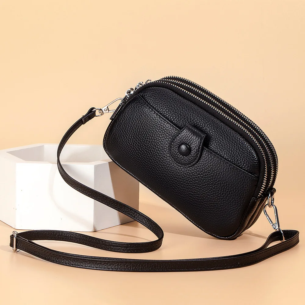

Genuine Leather Fashion Cell Phone Bag New Mini Crossbody Bag Ladies Senior Sense of Shoulder Women's Bag Large Capacity