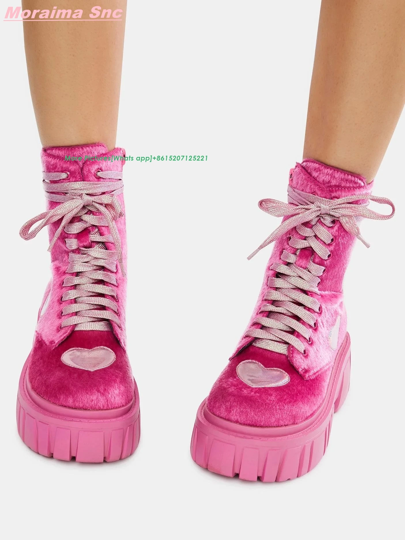 Lace Up Winter Woman Booties Ankle Rosered Heart Shaped Suede Concise Sweet Girl Unique New Arrival Confortable 2022 Shoes