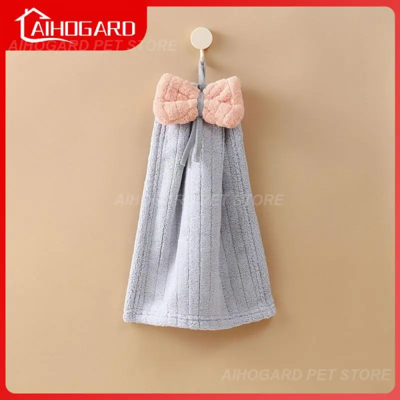 

Multi-purpose Hanging Hand Towel Quick Dry High Density Fluff Cleaning Cloth Soft Absorbent Modern Home Towelette Durable Orange