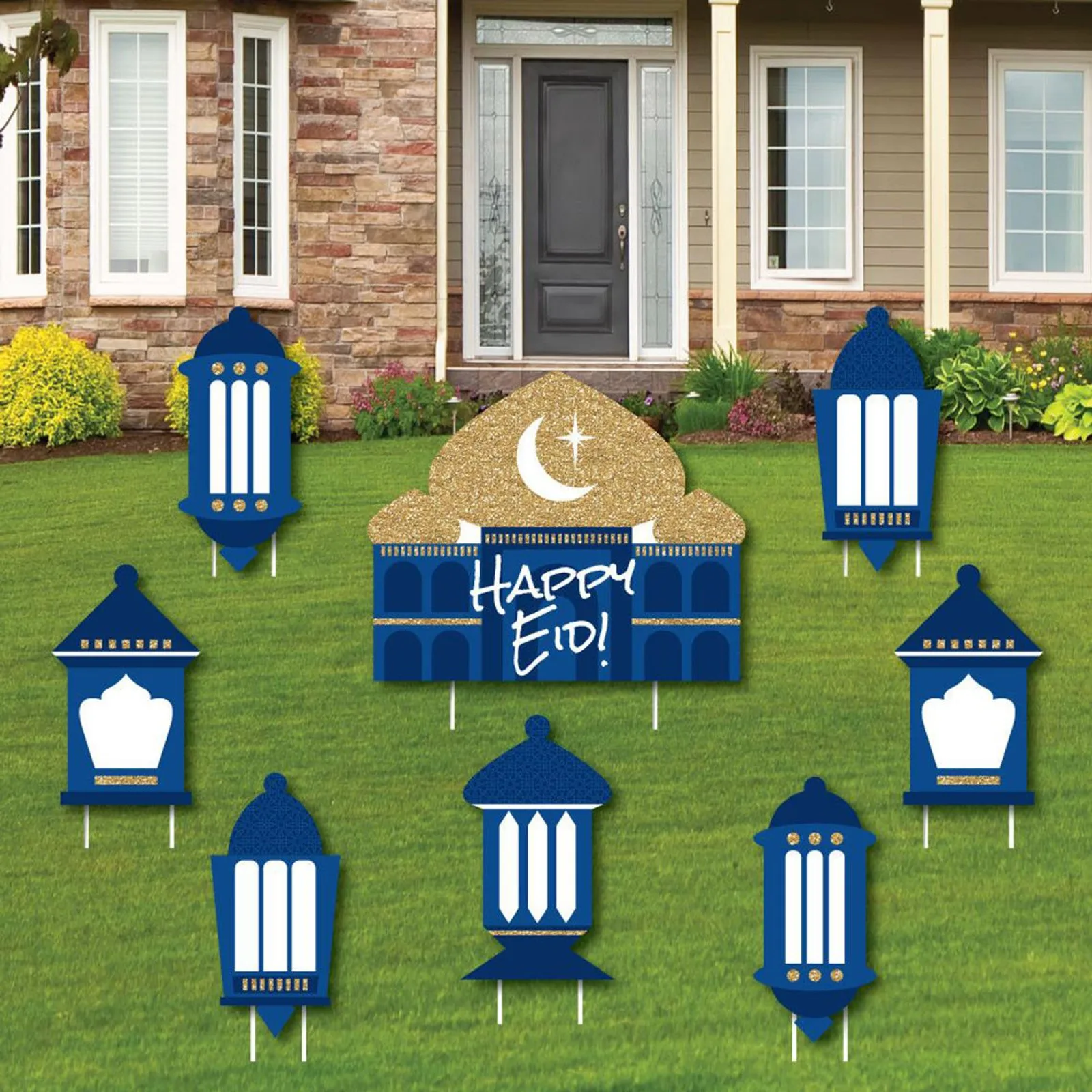 

Garden Staples 9 Gauge Ramadan Shaped Lawn Decorations - Outdoor Eid Party Decorations 8pc Holiday Holder Display