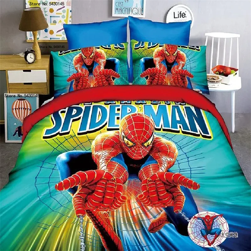 

Disney McQueen Spiderman Bedding Set Cartoon Boy Single Twin Size Duvet Cover Kids Teen Bedspreads for Children