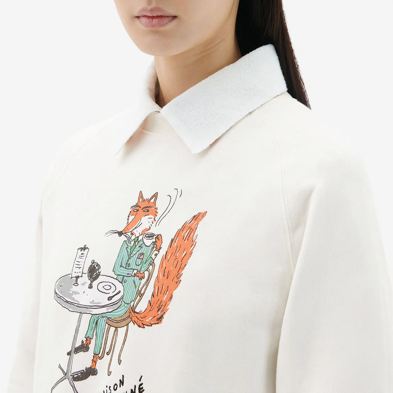 Fox suit print women simple fashion sweatshirt 2022 new o-neck long sleeve lady cotton pullover tops