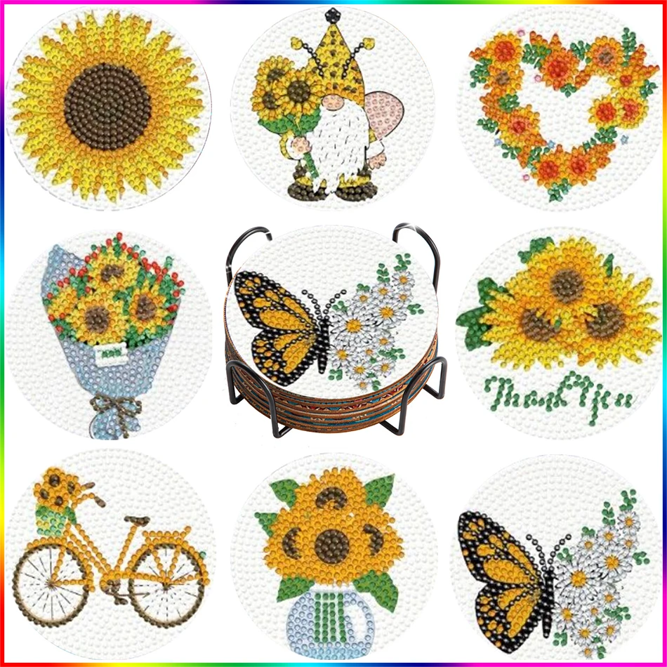 PhotoCustom 5D DIY Diamond Coaster Painting Drink Cup Mat With Table Placement Cushion Pad Desk Decoration Gift Decor Home