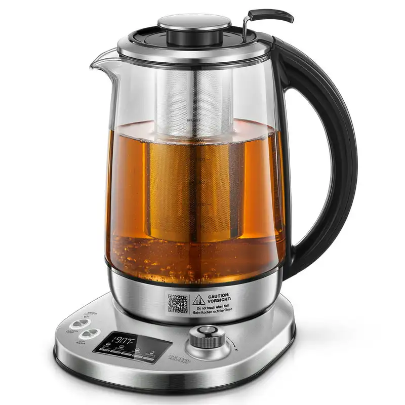 

Kettle, Kettle Temperature Control with 9 Presets, 2Hr Keep Warm, Removable Tea Infuser, Stainless Steel Glass Boiler, BPA Free