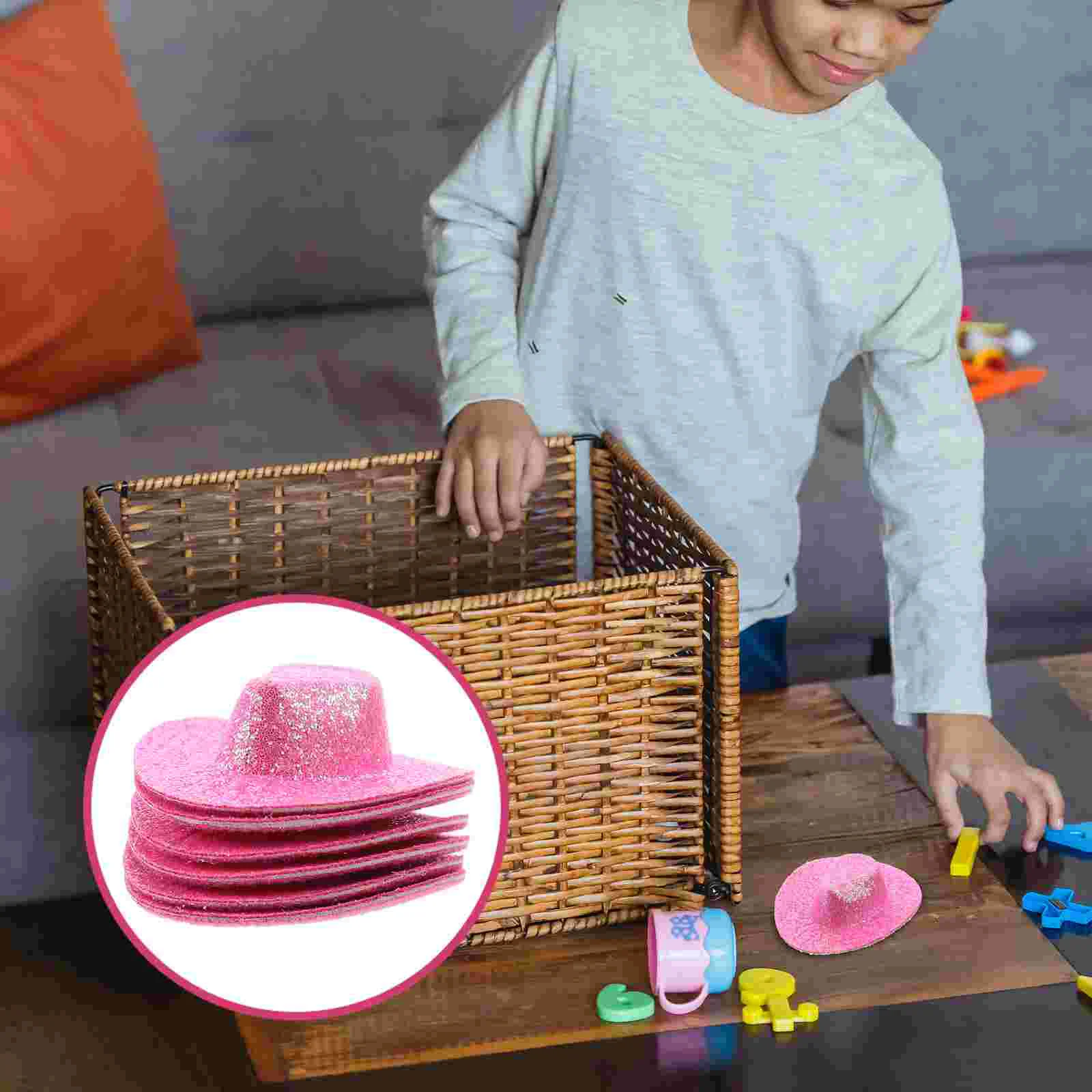 

6 Pcs Mini Hat Pink Hats Miniature House DIY Artificial Dolls Tiny
