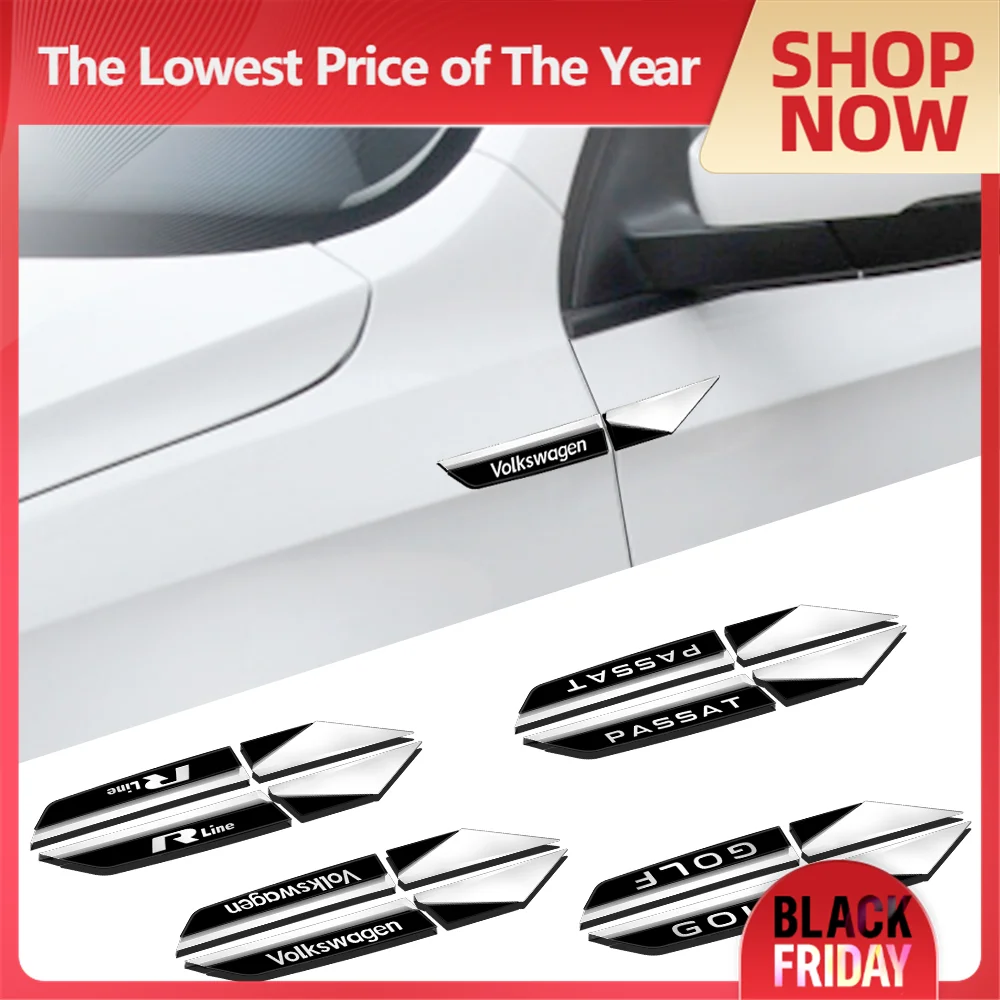 Car Styling ABS Metal Logo Błotnik Boczny Emblemat Naklejka Dekoracja Do Volkswagen R Line Golf 4 5 6 7 8 7.5 Passat B5 B6 B7