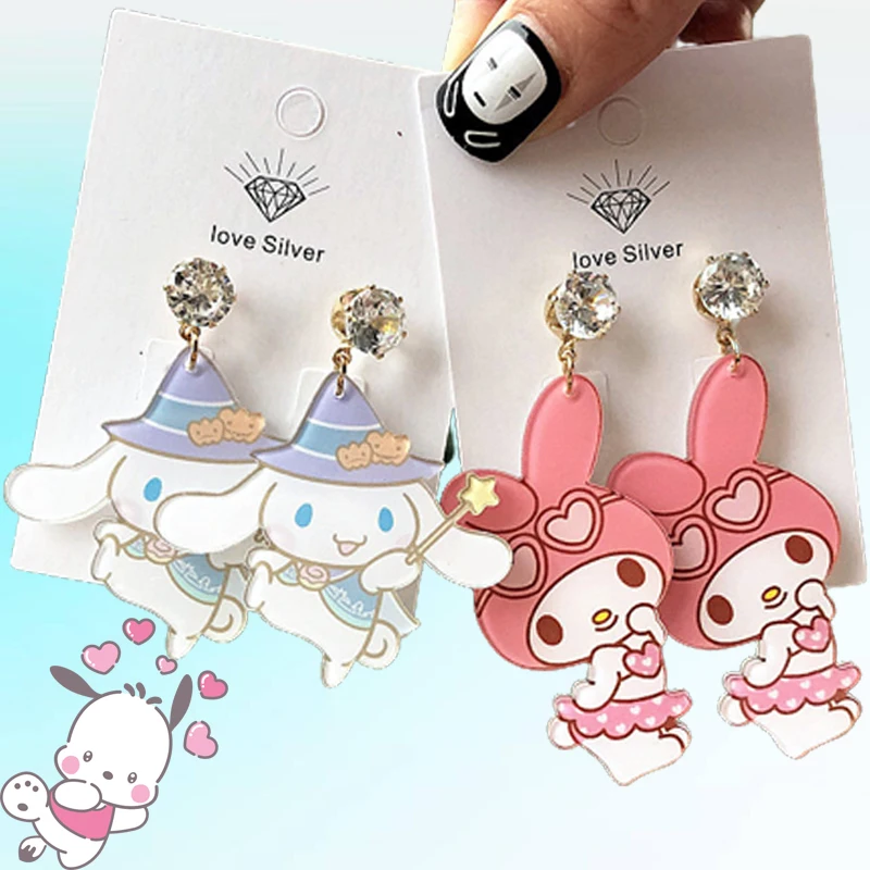 

Kawaii Sanrio серьги Sanrio аниме Моя Мелодия 2023 дешевые ювелирные изделия комикс каракули нерегулярный вкус милый и сладкий подарок для девушки