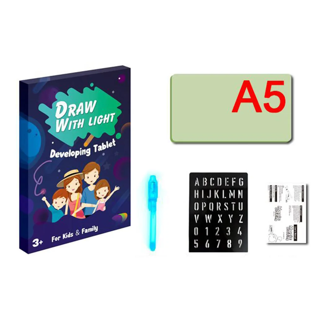 

Children Sketch Board with Luminescent Coating Painting Board Educational Drawing Tool Set A3