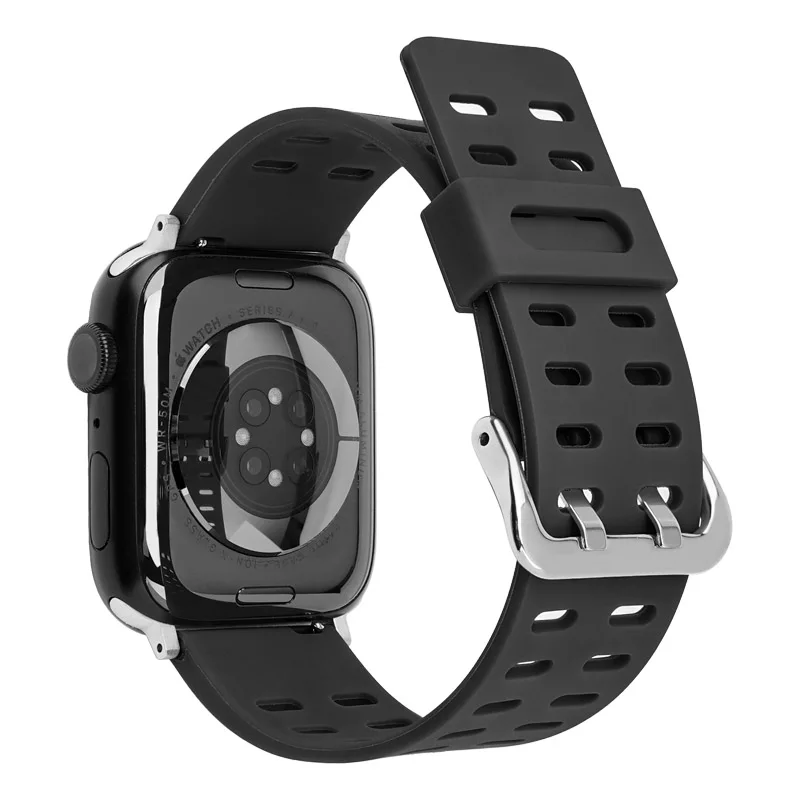 

BEAFIRY TPU Rubber Silicone for Apple Watch Band 7 41mm 45mm Waterproof for Iwatch 6/5/4/3 40mm 44mm 42mm 38mm black blue green