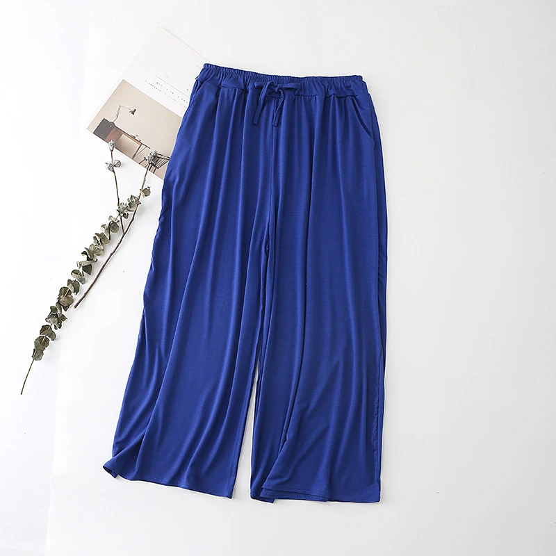 

Summer Girl Trousers Modal Loose Slacks Thin Blue Wide Leg Pants Casual Lace Up Cropped Pants Female Plus Size Stretch Pants Hot