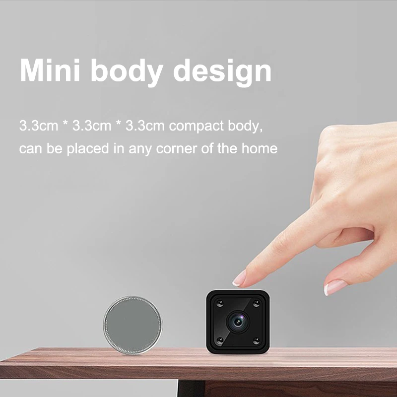 Мини-камера видеонаблюдения 1080P HD Wi-Fi с функцией ночного видения и датчиком движения