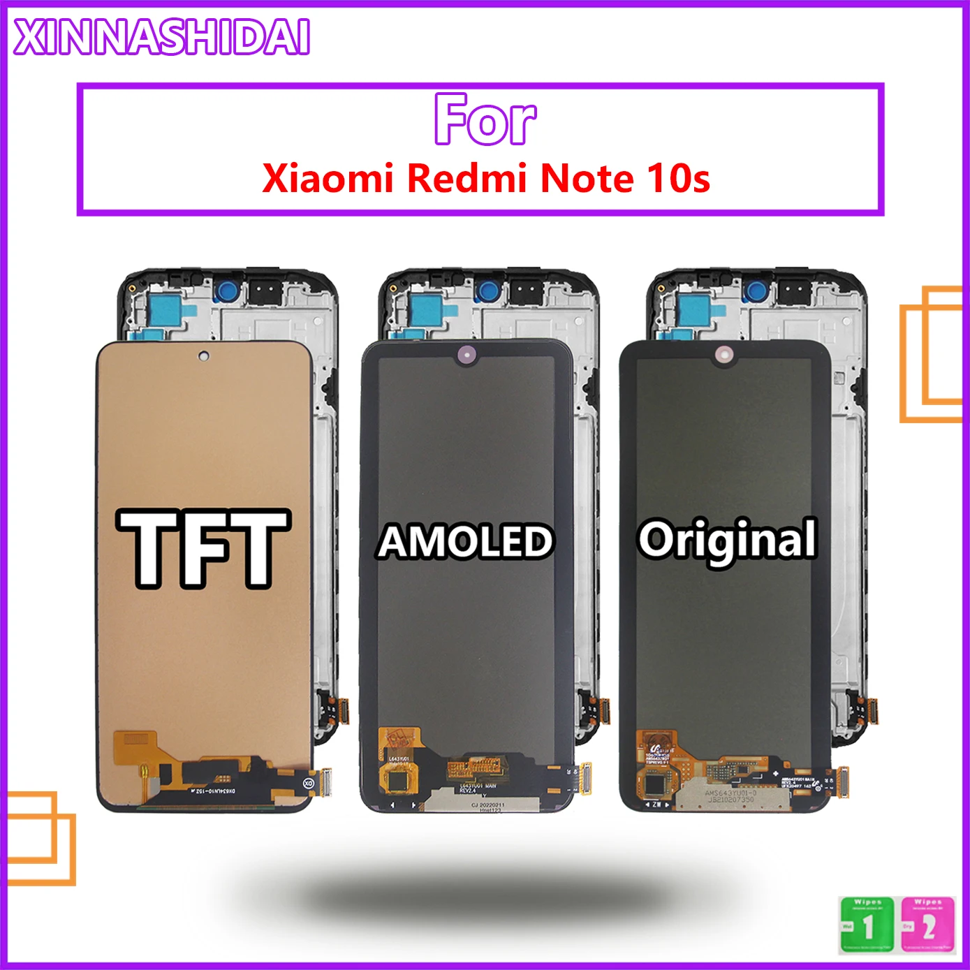 

LCD Display For Xiaomi Redmi Note 10S LCD Display M2101K7BG M2101K7BI M2101K7BNY M2101K7BL Touch Screen Digitizer Assembly