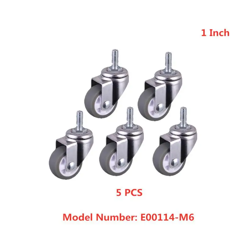 

5 Pcs/Lot Casters 1 Inch Gray Tpe Screw , M6 Tooth, Silent , Diameter: 25mm Household Universal Wheel