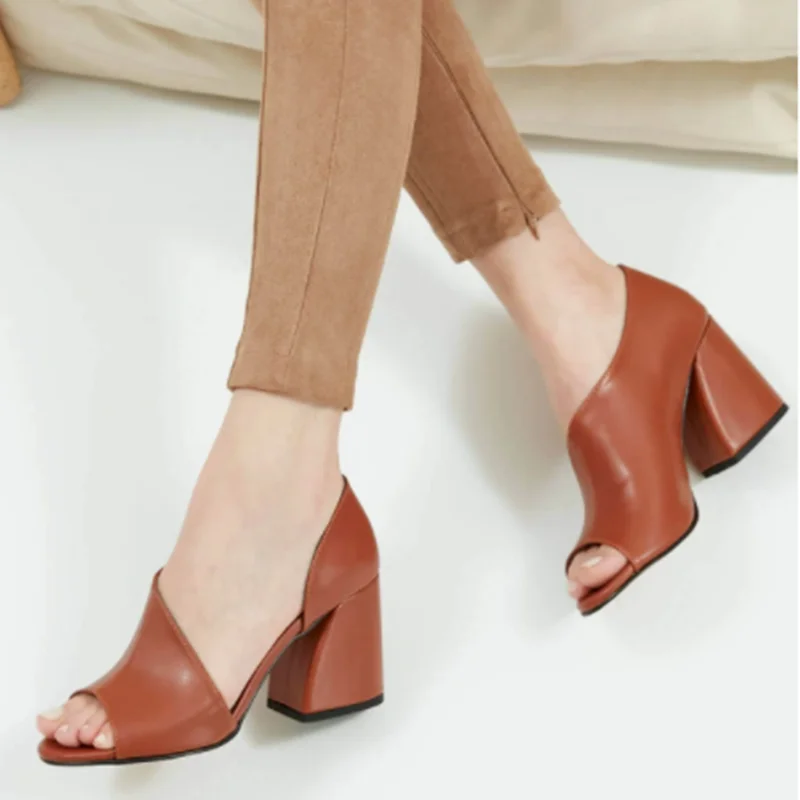 

New High-Heeled Shoes Women Summer Wedge Breathable Fish Mouth Shoes Side Empty Single Shoes Solid Color Women's Sandals 2022