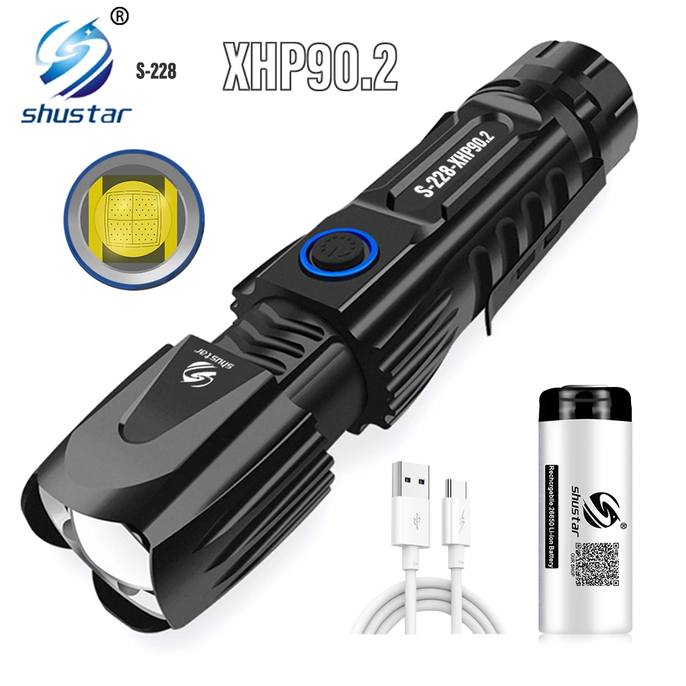 High Power XHP90.2 LED Flashlight 6200LM Tactical Torch Wate