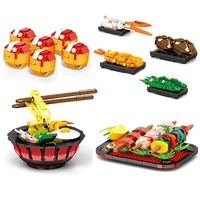 japanese food building blocks lamian noodles bbq takoyaki collection model bricks kids toys for children man birthday gift