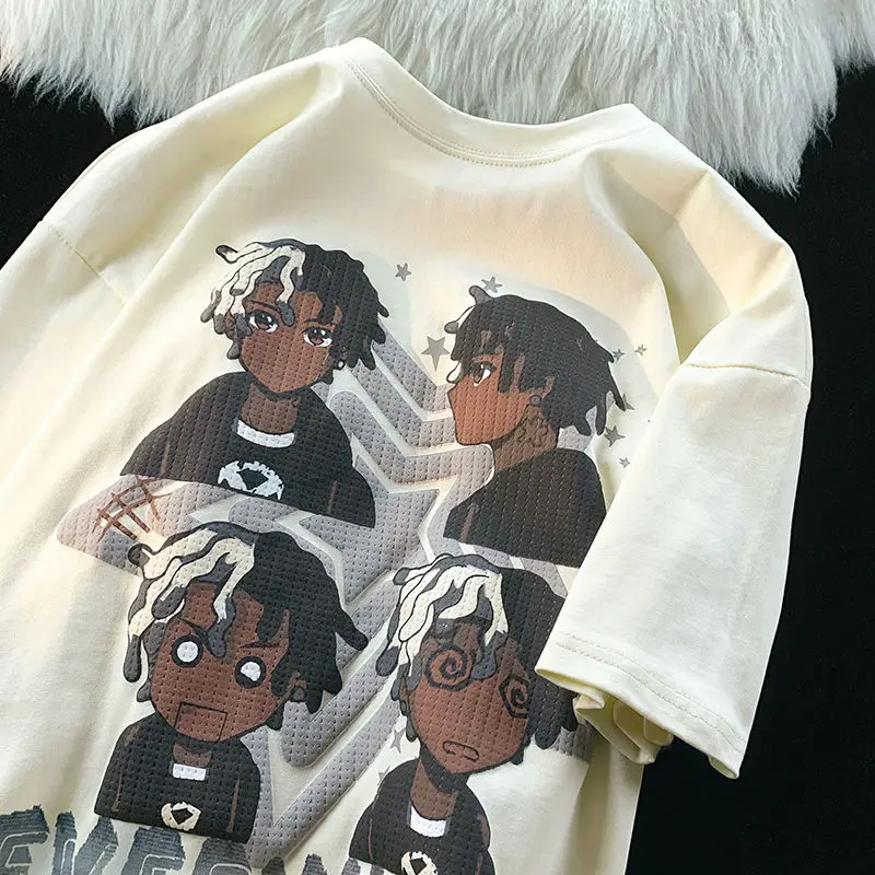 

Европейские и американские футболки с коротким рукавом для мужчин и женщин в том же стиле Летний Новый американский Свободный Топ с круглым...