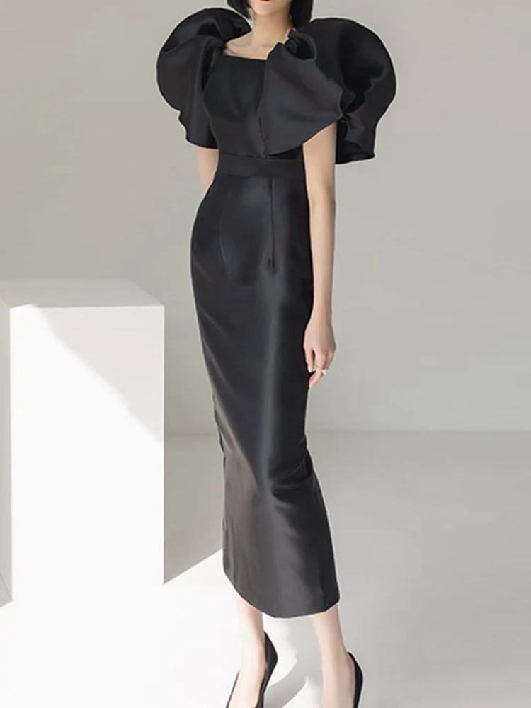 Женское вечернее платье с пышными рукавами DEAT